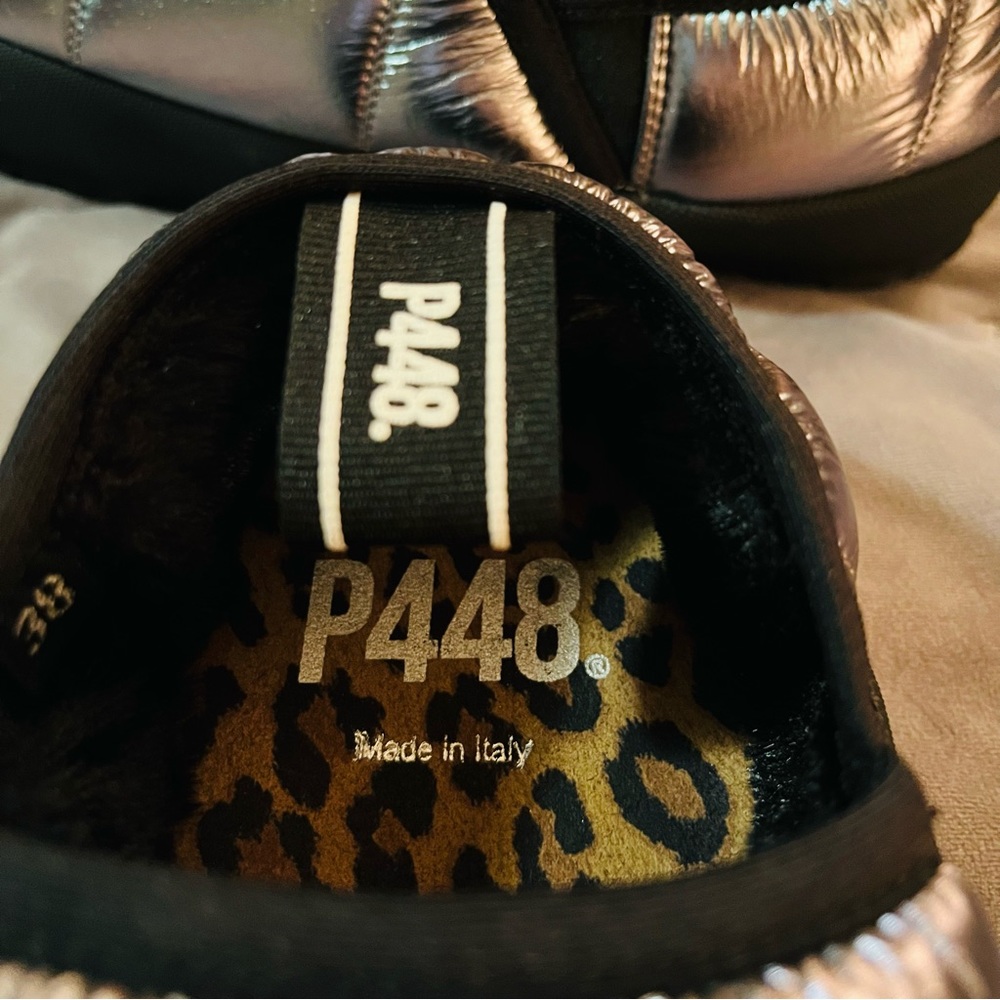 P448 Slip On Sneaker Silver Faux Fur Lining Silver Black 38 - Picture 6 of 13